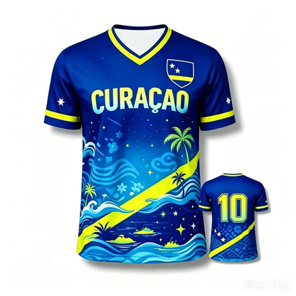 2026 Curacao Tribal Print Football Shirt Jersey Men Women Sport T-shirt National Team Inspired Casual Soccer Tops for Fans