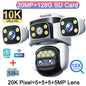 10K WiFi Cam 20MP Wireless Outdoor 10X Zoom Three Screen Four Lens 720° PTZ Automatic Tracking Waterproof Security Camera CCTV