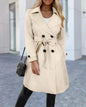 Trench Coat for Women Autumn Fashion Double Breasted Long Trench Coat Classic Lapel Slim Long Sleeve Overcoat with Belt