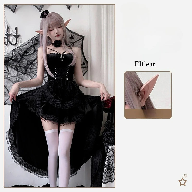 Sexy Lingerie Cosplay Dark Gothic Halloween Costume Ladies Dress Dovetail Witch Vampire Bride Performance Costume Red Suit