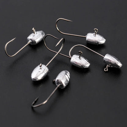JOHNCOO 10pcs Exposed Jig Head Hook Fishing Hooks 2g 3g 5g Bait Hook Soft Bait Wom Hook light jigging hook