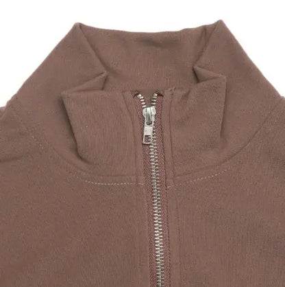 Two Piece Set Women Outfit Spring Autumn New Solid Color Stand Collar Long Sleeved Crop Zipper Jacket & Casual Pants Set