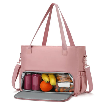 2 in 1 Lunch Tote Bag for Women Insulated Large Capacity 15.6 Inch Laptop Bag Lunch Compartment Computer Handbag Office
