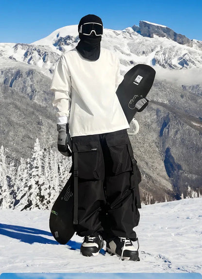 Warm Violet Ski Pants for Women and Men Thickened Skiing Trousers Waterproof American Heavy Industry Snowboarding Pants