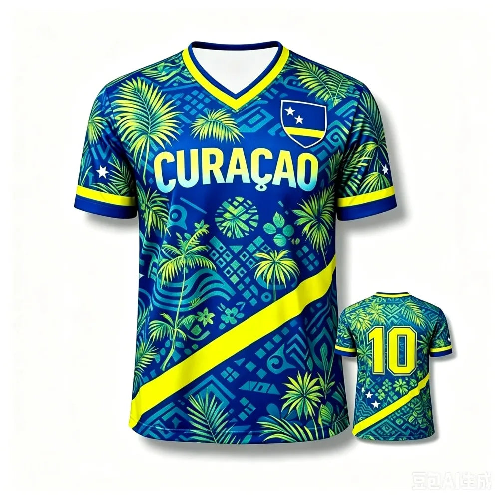 2026 Curacao Tribal Print Football Shirt Jersey Men Women Sport T-shirt National Team Inspired Casual Soccer Tops for Fans