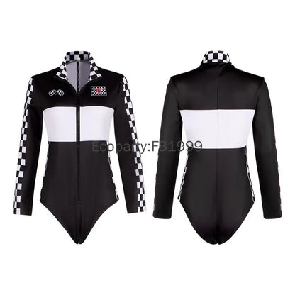Women Racer Cosplay Costume Fashion Sexy Racing Queen Cosplay Uniform Suit One-Piece Training Racing Jumpsuits Halloween Costume