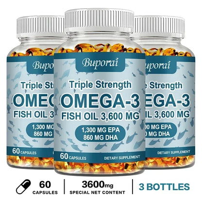 Omega-3 Fish Oil - Rich in DHA & EPA - Support Brain & Nervous System Health, Cardiovascular & Skin Health