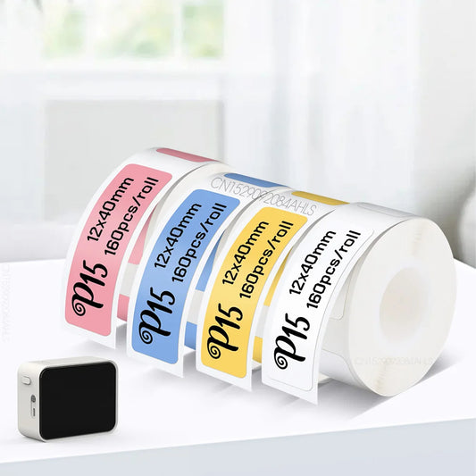 P15 Label Paper Roll White Adhesive Sticker for Marklife P15 P12 Q30 Q30S Label Printer 15*30mm 15*50mm Transparent Label Tape