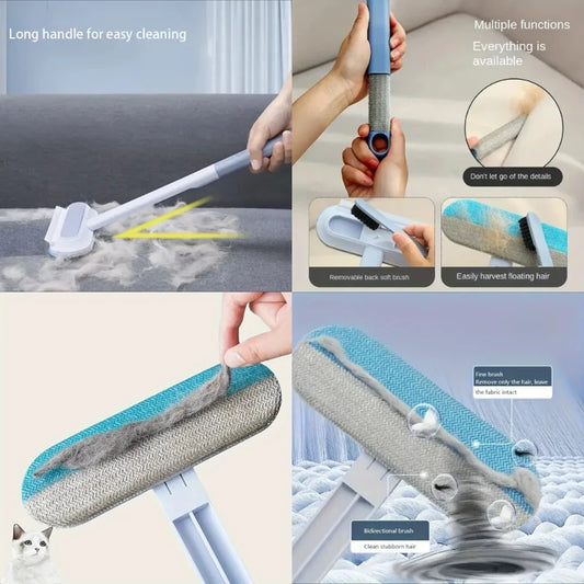 Long Handle Nylon Pet Hair Brush for Dogs & Cats - Durable Shedding Control & Grooming Tool for Effective Cleaning