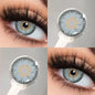 DUOXIU Yearly 365days Soft Lenses Pink-Blue Fashion Pupil Style Myopia Colored Contact Lenses (1 Pair) Covers Brown Eyes
