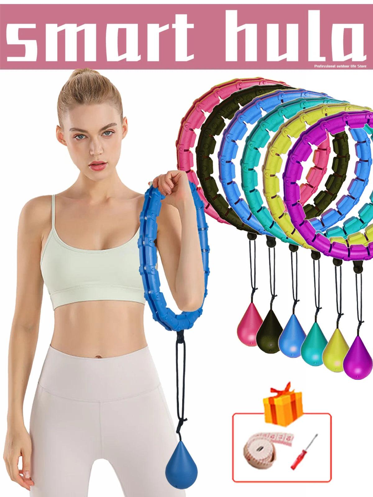 32/24/28 Section Adjustable Sport Hoops Abdominal Waist Exercise Detachable Hoola Massage Fitness Hoop Training Weight Loss