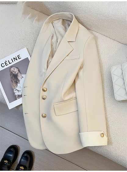 Autumn Winter Office Lady Blazer Jacket Women 2024 Fashion Long Sleeve Coat Woman Blazers Feminino New In Outerwears Casual