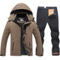 Men's Ski Suit Winter Waterproof Snowboard Wear Set Outdoor Men Snow Fleece Jackets Pants Overalls For Husband Windproof Hooded