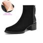 Krazing Pot Trend Plus Size 34-43 Cow Suede Square Toe Med Heels Retro Modern Boots Warm Winter Shoes Dating Concise Ankle Boots