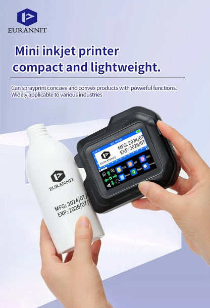 EURANNIT E98 0.5Inch Portable Mini Printer 2.8inch Touchscreen Inkjet Printer Expire Date QR Barcode Logo Label Printing Machine