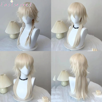 EAST Red Long Straight Synthetic Mullet Head Wig Wolf Tail Layered Fluffy Women and Men Wig for Daily Party Lolita Cosplay