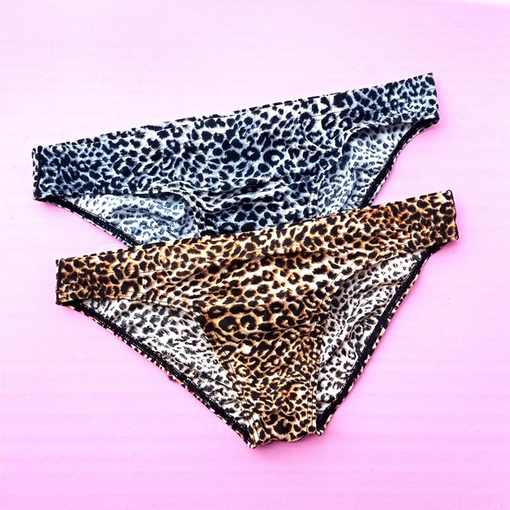 Men's Panties Leopard Printed Bikini G-String Low Waist Briefs Soft Pouch Temptation Lingerie Underwear Seamless Underpants