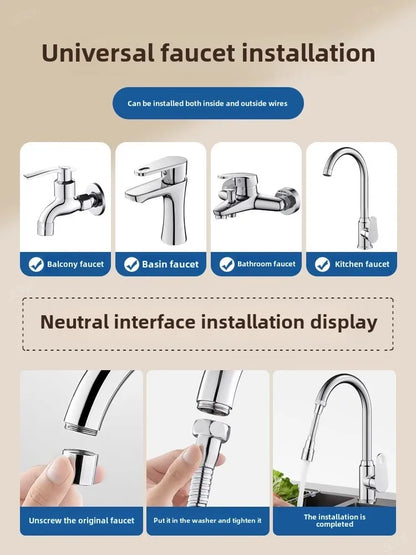 Stainless Steel Universal 1080° Rotation Faucet Sprayer Head For Kitchen Washbasin Extension Faucet Bubbler Tap Splash Nozzle