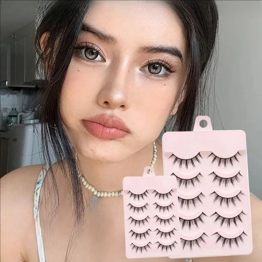 MJ 5 Pairs Of Natural Makeup Daily Makeup Cos Eyelashes Simulated Grafting Fish Tail Segmented Eyelash Facial Makeup Tool