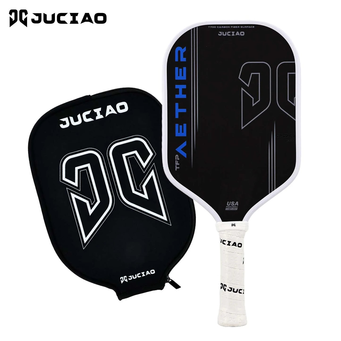 JUCiAO Gen4 Thermoformed T700 Raw Carbon Fiber Pickleball Paddle For Power & Spin (16MM)