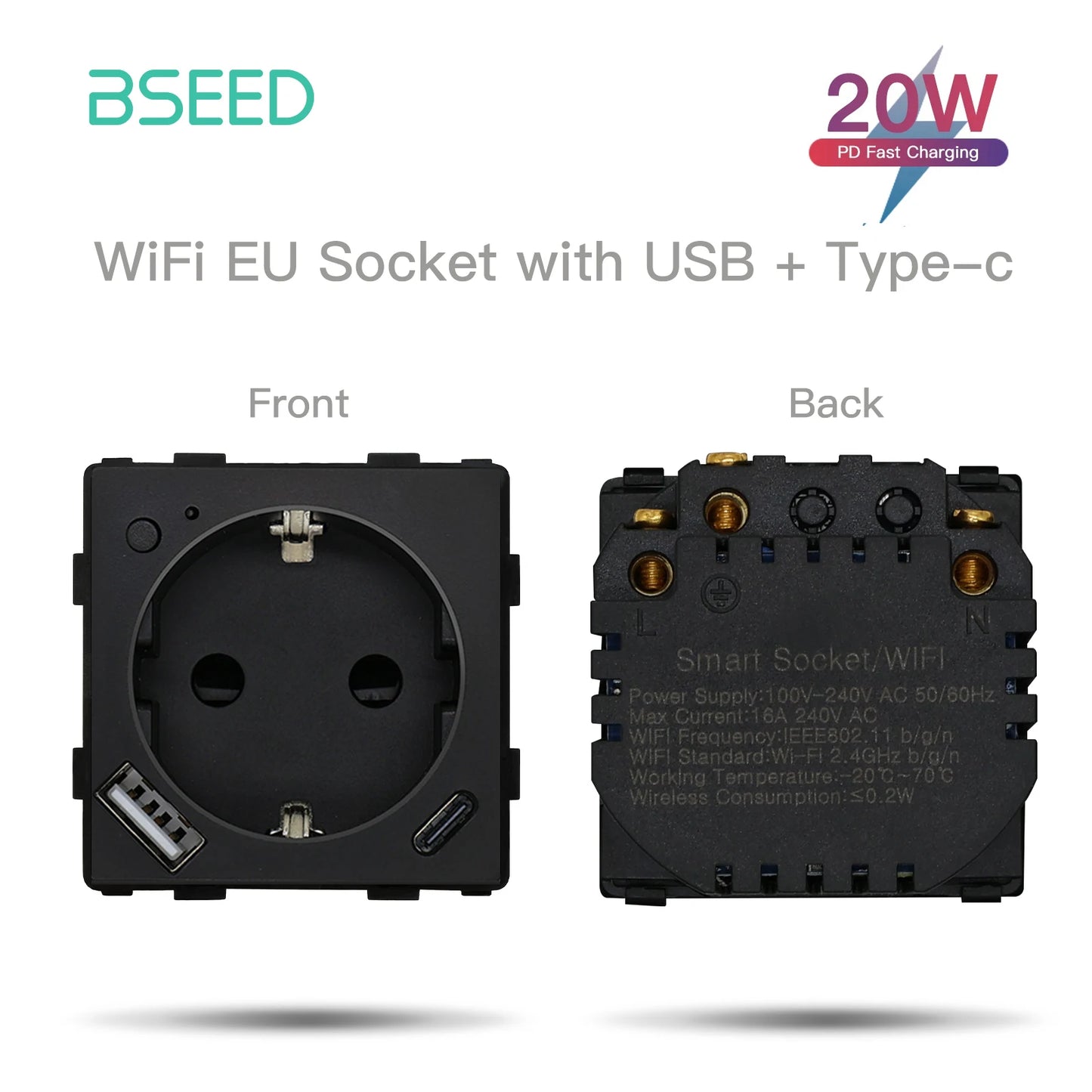BSEED EU Standard Wifi Socket Smart Plug Function Part Only Power Monitor Timing Smart Home Alexa Voice Control  Bule Backlight