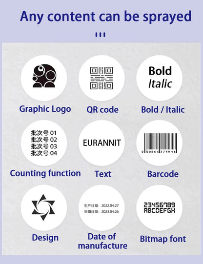 EURANNIT E98 0.5Inch Portable Mini Printer 2.8inch Touchscreen Inkjet Printer Expire Date QR Barcode Logo Label Printing Machine