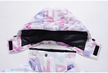 New Fashion Letter Women Ski Suit Winter Windproof Waterproof Snowboarding Jacket and Pants Snow Walking Clothes Female Snowsuit