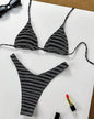 Y2K Sexy Hot Girls Striped Printed Triangle Lingerie Underwear 2025 New Beach Vacation Fashion Personality ins Style Bikini Suit