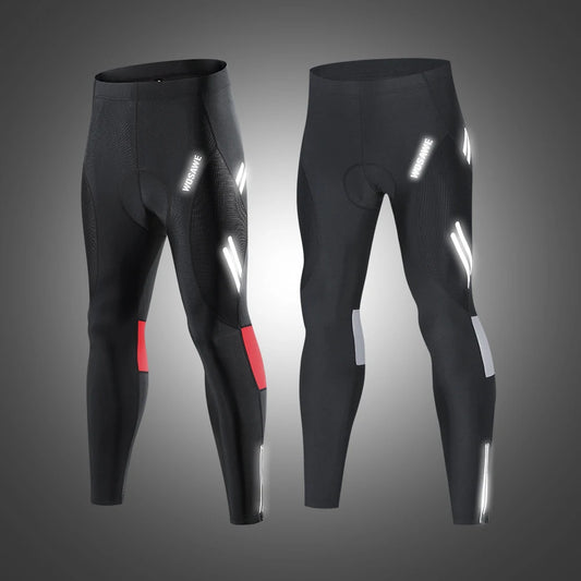 WOSAWE Men Cycling Tights Autumn Long Pants Shockproof Padded Tight Fitting MTB Bike Downhill Mountain Bicycle Leggings