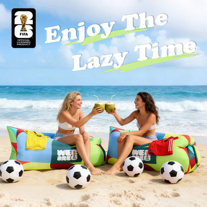 FIFA World Cup 2026 Inflatable Sun Lounger, Air Sofa Hammock Inflatable Couch for Camping Backyard Lakeside Balloon