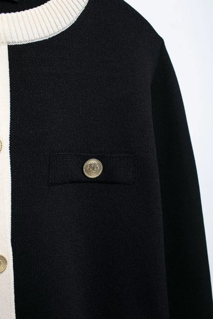 TRAFZA Autumn Fashion Women Sweater Coats Solid O-Neck Long Sleeves Pockets Buttons Single Breasted Female Casual Knitted Coat