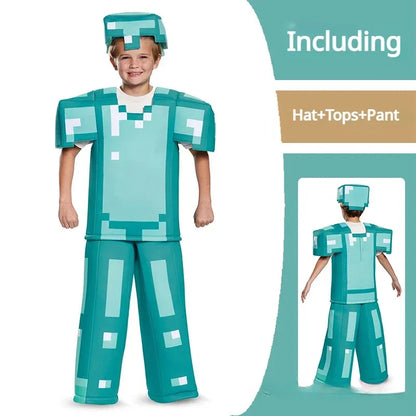 Carnival Party Dress Mask Classic Creeper Anime Game Character Set Diamond Armor Cosplay Costume Children's Clothing