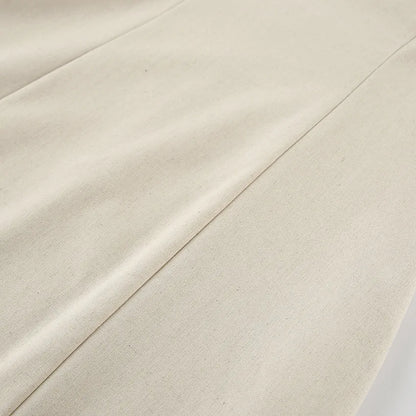 Minimalist Cotton Linen Design Strapless Dress Summer Women's Personal Street Elastic Backless Pocket Vacation Beach Dress