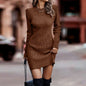 Autumn and winter new women's clothing fashionable temperament sexy round neck long sleeved hip hugging sweater women's dress