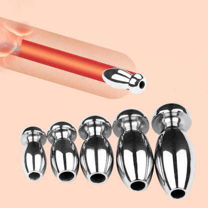 Spindle Smooth Stainless Steel Penis Penis Plug Dilator Cum Thru Cather Urethral Plug Dilator Sounds Cathe Hollow Tube