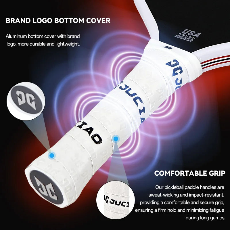 JUCiAO Gen4 Thermoformed T700 Raw Carbon Fiber Pickleball Paddle For Power & Spin (16MM)