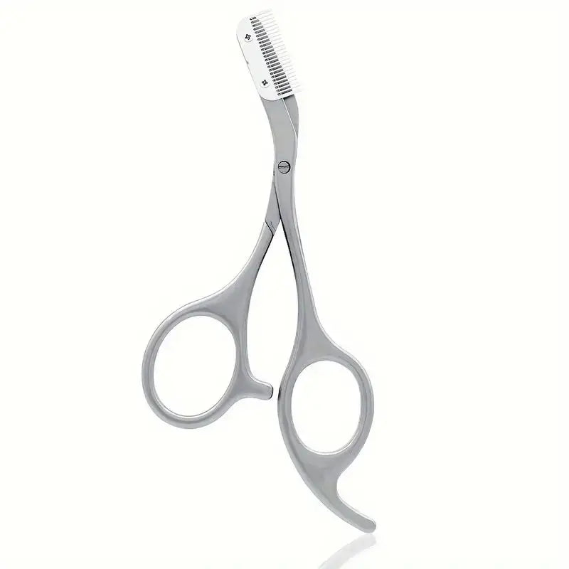 Stainless Steel Eyebrow Trimmer Scissors & Comb Set - Precision Grooming Tool for Men and Women - Effortless Hair Removal