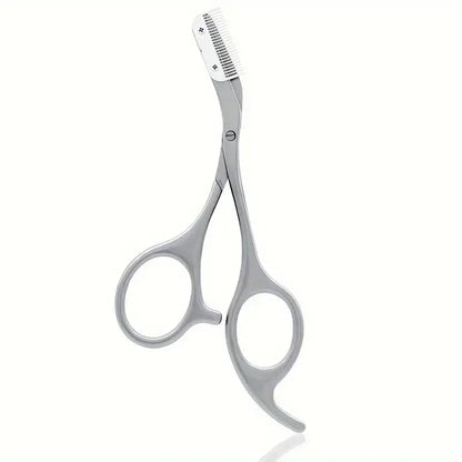 Stainless Steel Eyebrow Trimmer Scissors & Comb Set - Precision Grooming Tool for Men and Women - Effortless Hair Removal