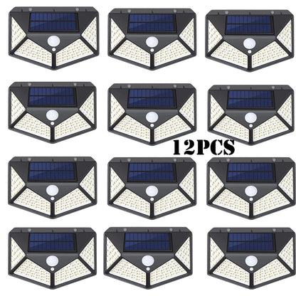 1-12 Pack Solar Lights Outdoor 100 LED Wall Lamp Motion Sensor Lights Waterproof Solar Street Light for Garden Porch Yard Garage