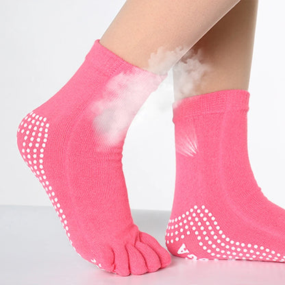 Women Colorful Yoga Socks Non-Slip Ladies Dance Socks Cotton Healthy Sports Five-toed Socks