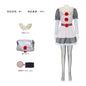 Creepy Killer Clown Halloween Horro Party Cosplay Costume White Dress Scary Roleplay Carnival Women Pennywise Pant Outfit Prop