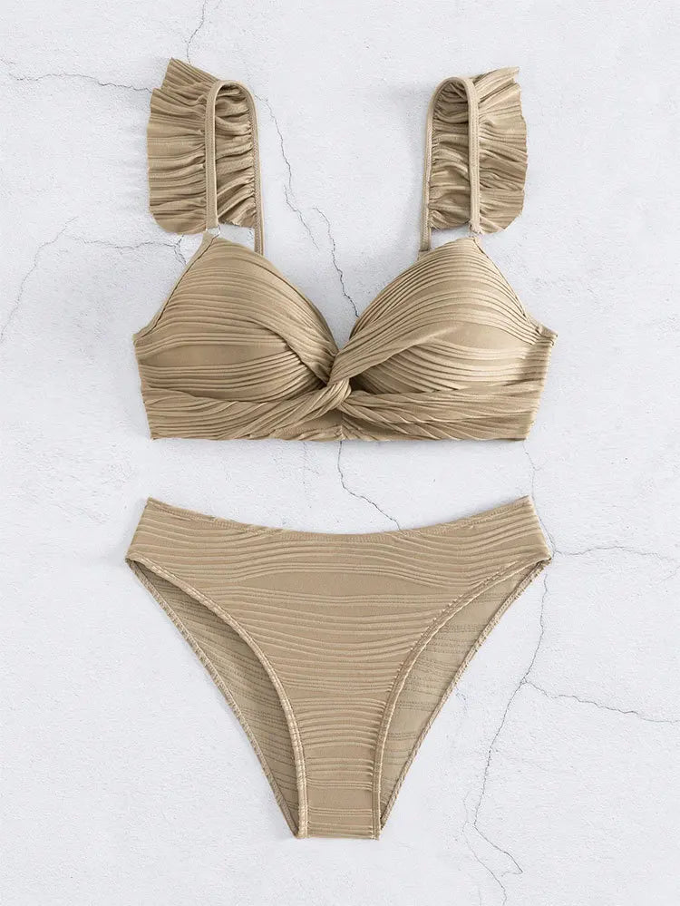 New Sexy Push Up Bikini Ribbed Plus Size Swimwear Women Swimsuit Biquini Set Beachwear Bathing Suit 2024 Mujer Thong Monokini XL