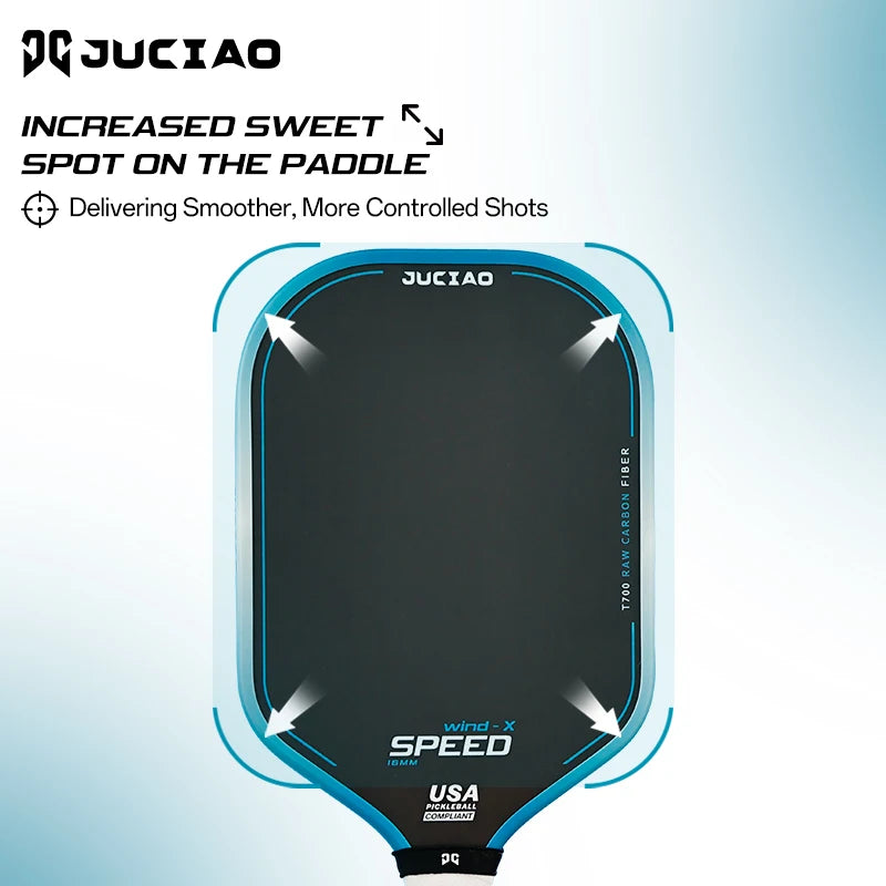 JUCiAO Gen3 Thermoformed T700 Raw Carbon Fiber Pickleball Paddle For Power & Spin (16MM)