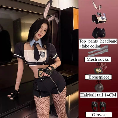 New Sexy Rabbit Search Officer Adult Women Cosplay Costume PoliceWomen Uniform Bunny Girl Stage Perfermance Fancy Suit NightClub