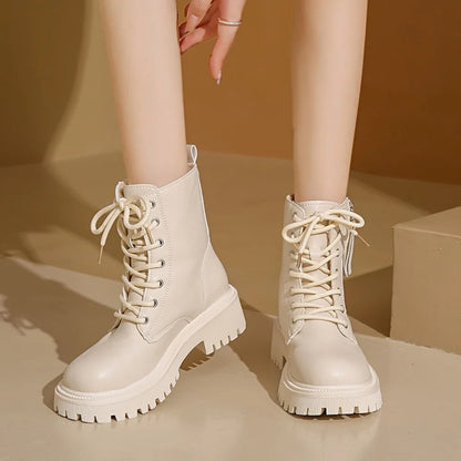 Sexy Elegant Winter Knight Boots New Solid Color Round Toe Velvet Warm Comfortable Fashionable Women's Ankle Boots