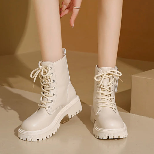 Sexy Elegant Winter Knight Boots New Solid Color Round Toe Velvet Warm Comfortable Fashionable Women's Ankle Boots