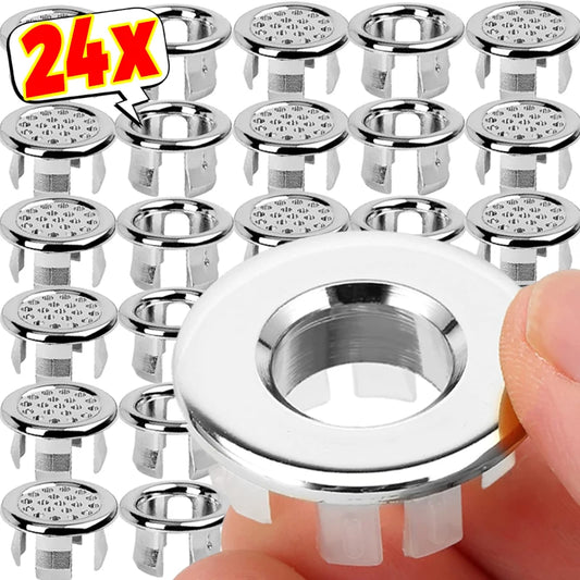24/1Pcs Faucet Wash Basin Overflow Ring Sink Overflow Cover Home Kitchen Bathroom Basin Trim Bath Sink Round Hollow Ring Plug