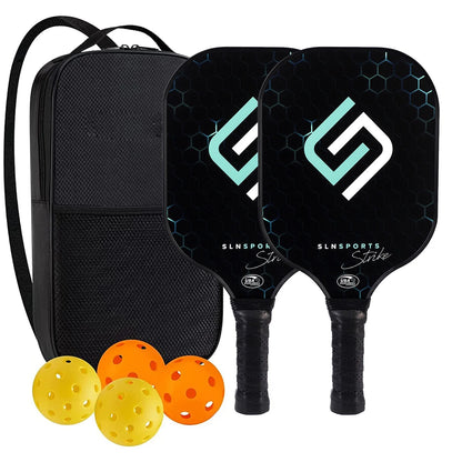 Graphite Pickleball Paddles Set of 2 USAPA Approved Carbon Fiber Surface Anti-Slip Sweat-Absorbing Grip Portable Carry Bag