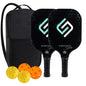 Graphite Pickleball Paddles Set of 2 USAPA Approved Carbon Fiber Surface Anti-Slip Sweat-Absorbing Grip Portable Carry Bag