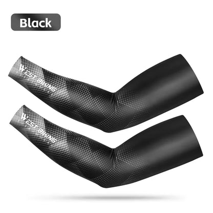 WEST BIKING Summer Sunproof Arm Sleeves UV Protection Seamless Digital Printing Cycling Running Sleeves Cooling Sport Gear